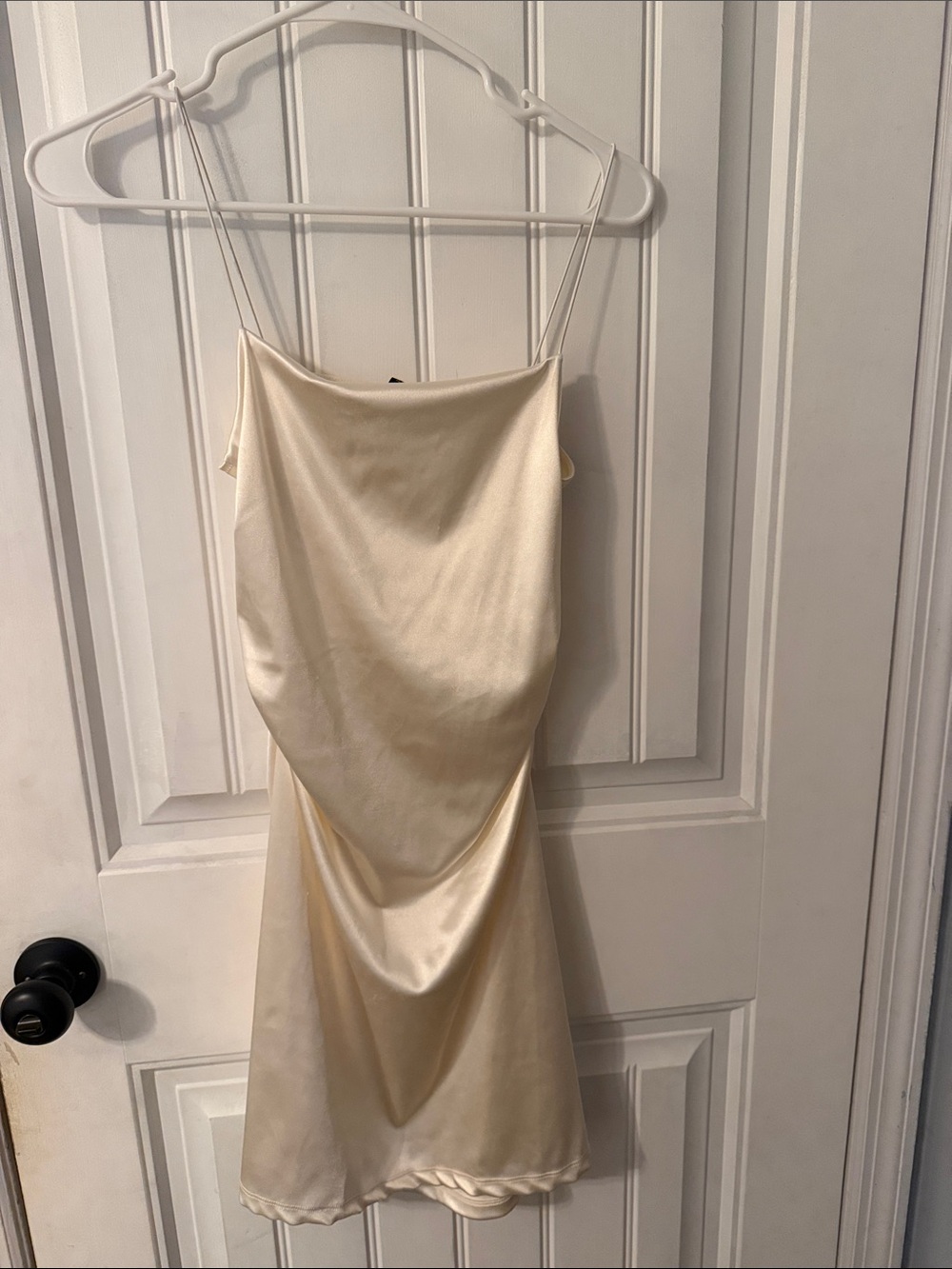 H&M Cream Satin Strapless Slip Dress